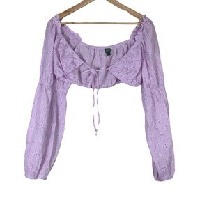 Wild Fable Eyelet Crop Top Womens S Pastel Purple 100% Cotton Boho Cottagecore